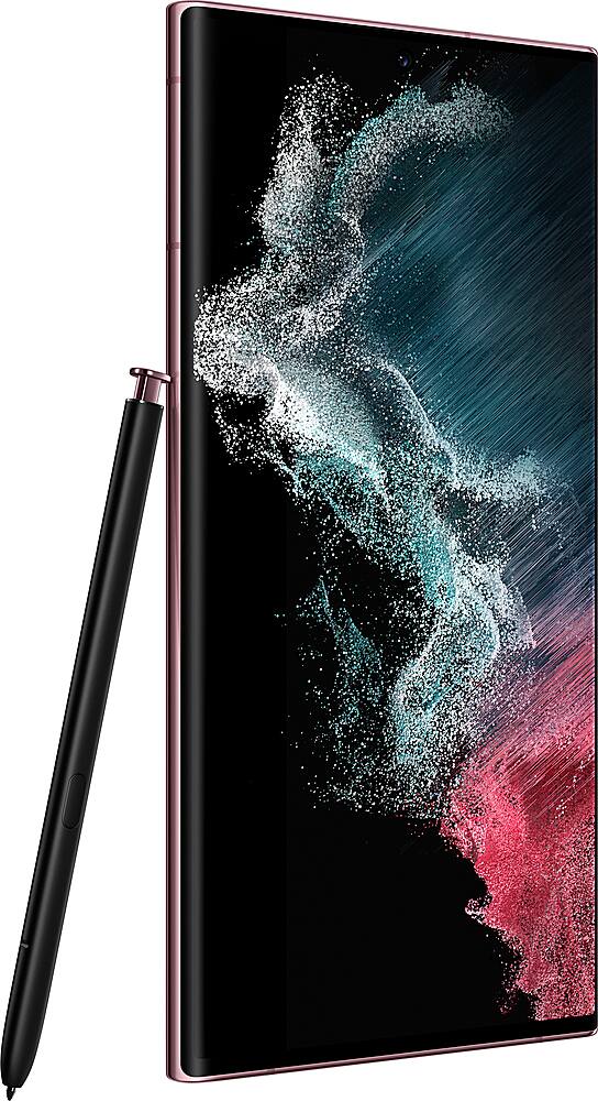 Alt View 1. Samsung - Pre-Owned Galaxy S22 Ultra 5G 128GB (Unlocked) - Burgundy.