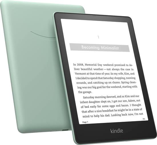 Front. Amazon - Kindle Paperwhite Signature Edition - 32GB - Agave Green.