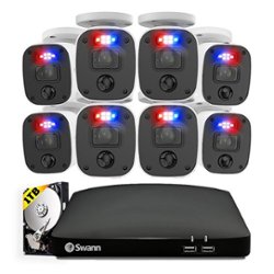 Swann - Enforcer 8 Channel,  8 Camera Indoor/Outdoor, Wired 1080p 1TB HD DVR Security System with 1-Way Audio over Coax - Black/White - Front_Zoom