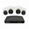 Swann - 4 Channel, 4 Dome Camera,  Indoor/Outdoor, Wired 1080p Full HD DVR Security System with 64GB Micro SD Card - Black/White