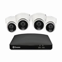 Swann - 4 Channel, 4 Dome Camera,  Indoor/Outdoor, Wired 1080p Full HD DVR Security System with 64GB Micro SD Card - White - Front_Zoom