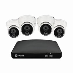 Swann - 4 Channel, 4 Dome Camera,  Indoor/Outdoor, Wired 1080p Full HD DVR Security System with 64GB Micro SD Card - Front_Zoom