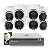 Swann - 8 Channel, 8 Dome Camera Indoor/Outdoor Wired 1080p Full HD 1TB DVR Security System - Black/White - Front_Zoom