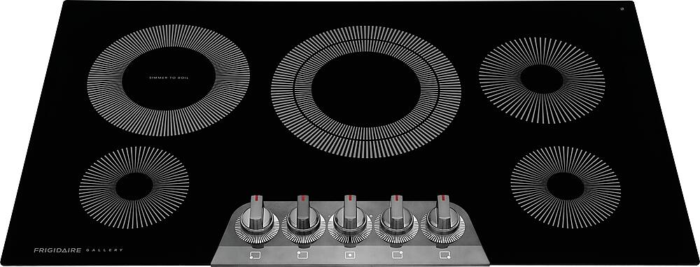 Angle. Frigidaire - Gallery 36 inch Built-In Electric Cooktop - Black Stainless Steel.