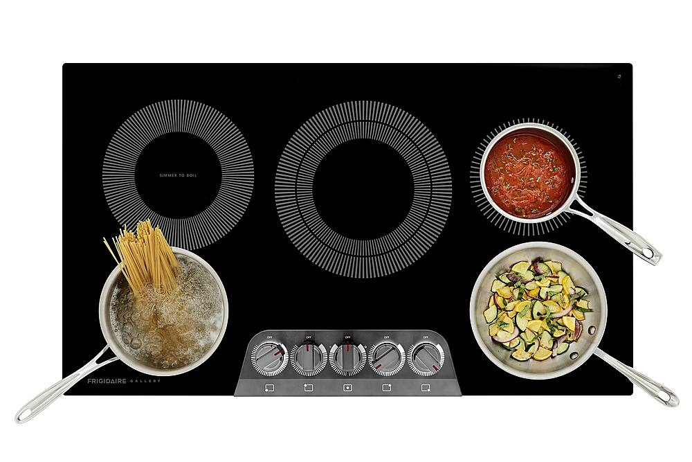 Left. Frigidaire - Gallery 36 inch Built-In Electric Cooktop - Black Stainless Steel.