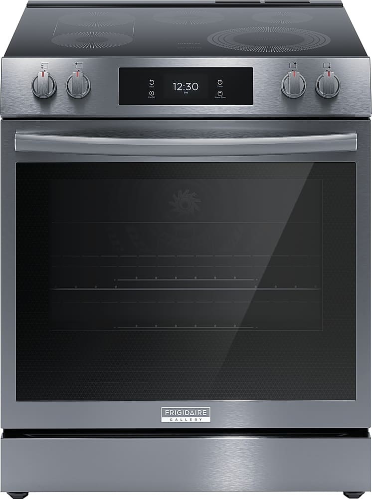 Frigidaire - Gallery 6.2 Cu. Ft. Freestanding Electric Total Convection Range with Self-cleaning and Air Fry - Black Stainless Steel - Front_Zoom