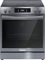 Frigidaire - Gallery 30 in. Wide 5 elements 6.2 Cu. Ft. Freestanding Electric Total Convection Range with Self-cleaning and Air Fry - Black Stainless Steel
