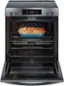 Angle. Frigidaire - Gallery 6.2 Cu. Ft. Freestanding Electric Convection Range with Self Clean and Air Fry - Black Stainless Steel.