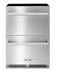 Thor Kitchen - 5.4 Cu. Ft. Indoor Outdoor Refrigerator Drawers - Silver - Front_Zoom