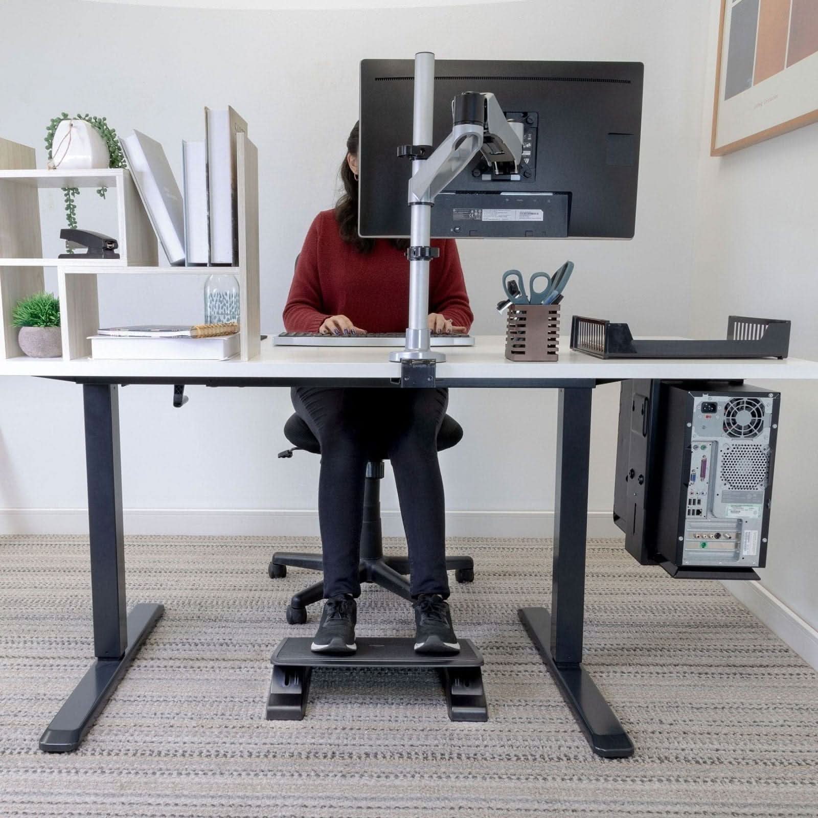 Angle. Mount-It! - Adjustable Ergonomic Foot Rest with Tilt, Under Desk Footrest for Office, Home, and Gaming - Black.