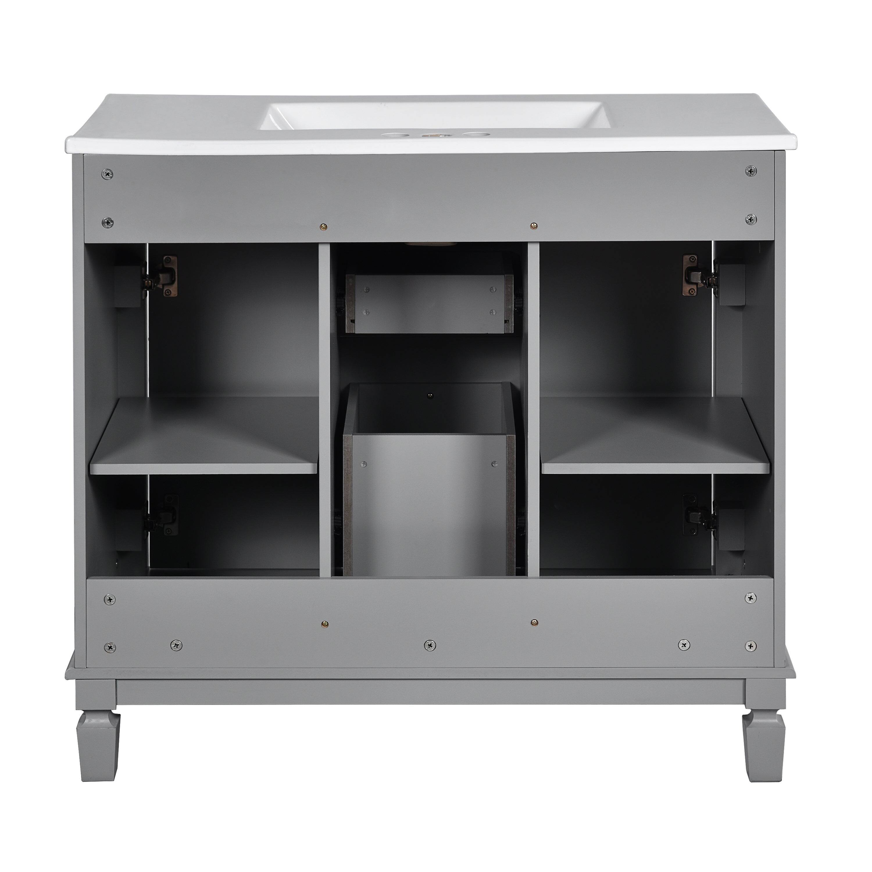 Alt View 10. Boyel Living - 36 Inch Bathroom Vanity with Ceramic Sink 2 Doors 2 Drawers Grey - Gray.