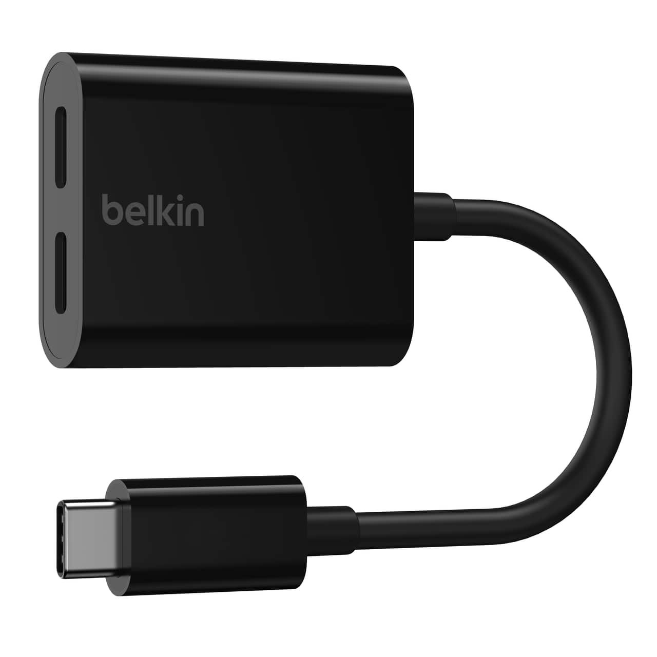 Belkin - RockStar USB-C Audio + Charge Adapter, for iPad Pro, Galaxy, Note, Google Pixel, LG G6, Sony Xperia, OnePlus - Black - Front_Zoom