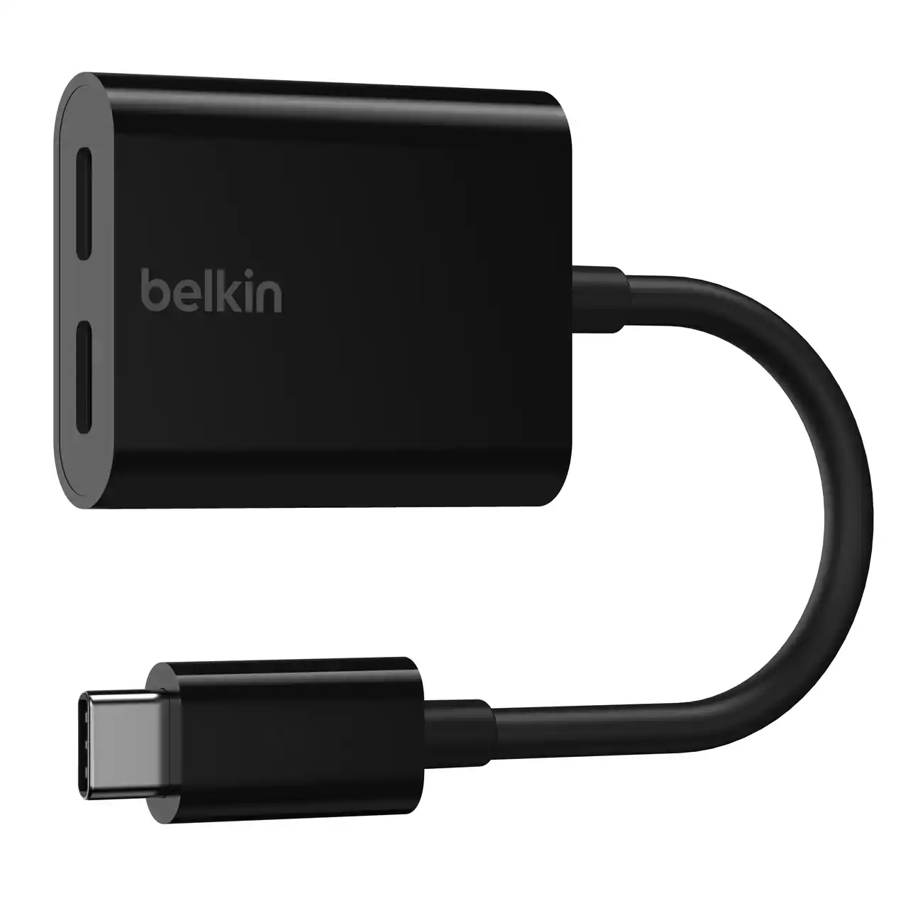 Front. Belkin - RockStar USB-C Audio + Charge Adapter, for iPad Pro, Galaxy, Note, Google Pixel, LG G6, Sony Xperia, OnePlus - Black.