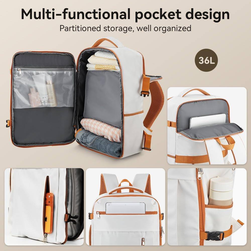 Multi-functional pocket design  
Partitioned storage, well organized  
36L