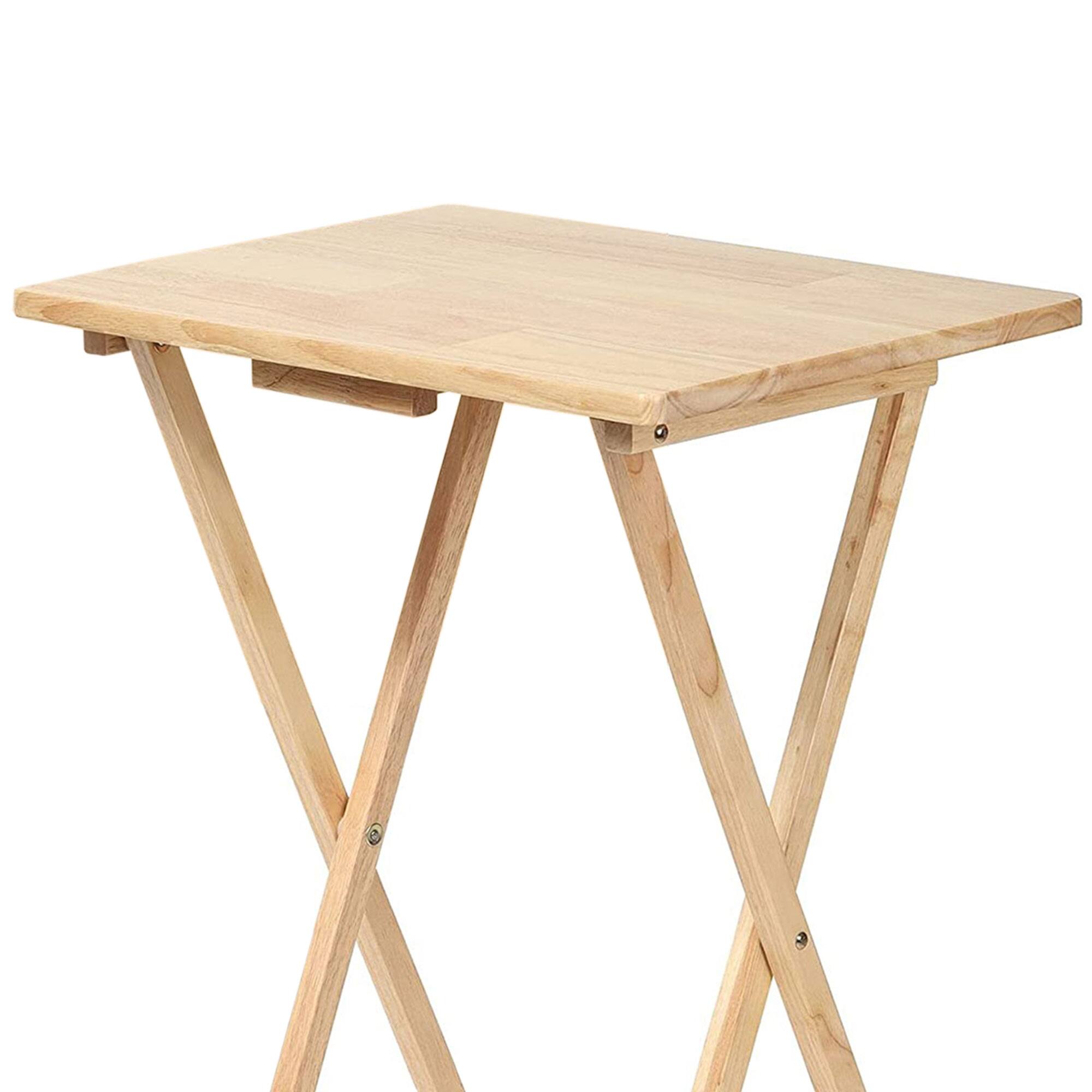 Alt View 8. PJ Wood - PJ Wood Folding Portable TV Snack Tray Table with Natural Finish, 2 Piece Set - Beige.