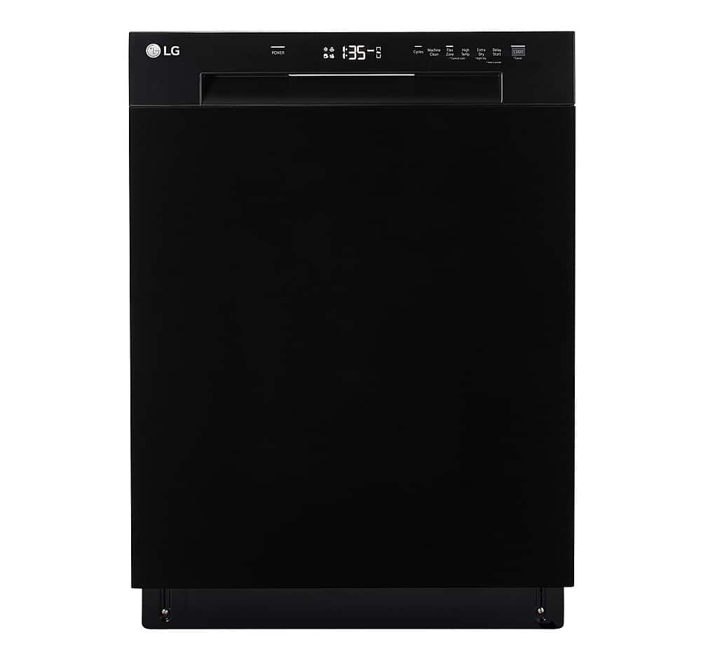 Front. LG - 24" Front Control Built-In Stainless Steel Tub Dishwasher with SenseClean and 52 dBA - Black.