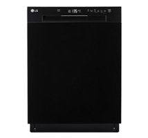 LG - 24" Front Control Built-In Stainless Steel Tub Dishwasher with SenseClean and 52 dBA - Black - Front_Zoom