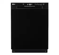 LG - 24" Front Control Built-In Stainless Steel Tub Dishwasher with SenseClean and 52 dBA - Black - Front_Zoom