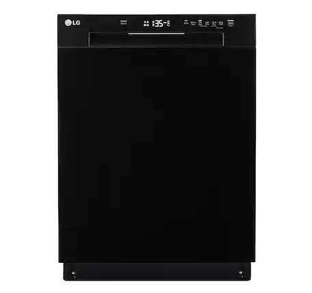 Front. LG - 24" Front Control Built-In Stainless Steel Tub Dishwasher with SenseClean and 52 dBA - Black.