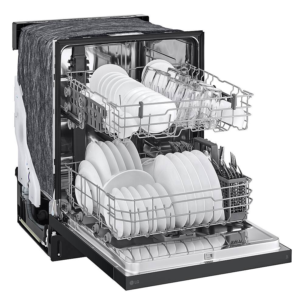 Alt View 12. LG - 24" Front Control Built-In Stainless Steel Tub Dishwasher with SenseClean and 52 dBA - Black.