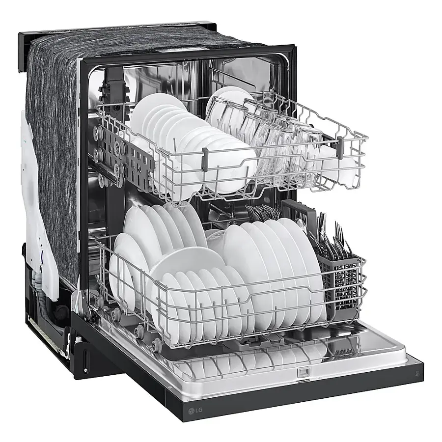 Alt View 12. LG - 24" Front Control Built-In Stainless Steel Tub Dishwasher with SenseClean and 52 dBA - Black.
