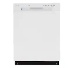 LG - 24" Front Control Built-In Stainless Steel Tub Dishwasher with SenseClean and 52 dBA - White - Front_Zoom