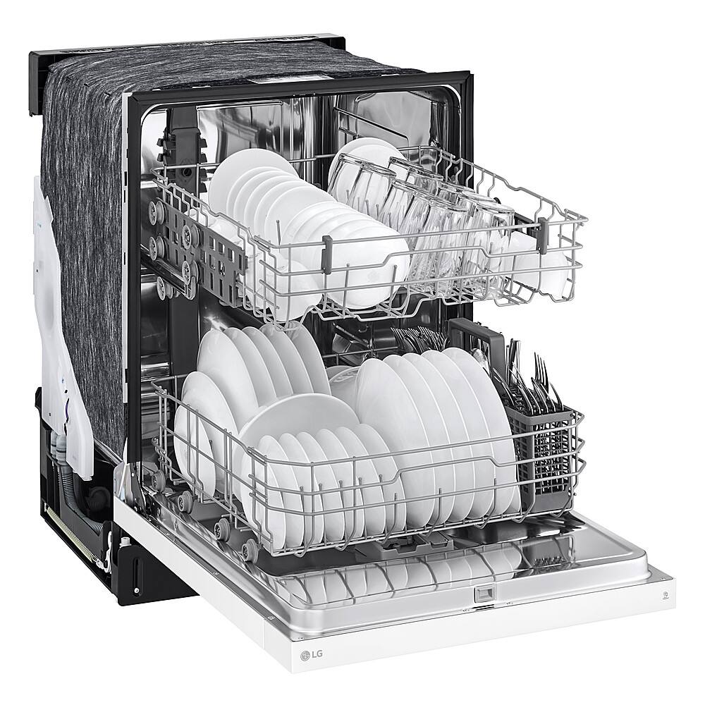Alt View 12. LG - 24" Front Control Built-In Stainless Steel Tub Dishwasher with SenseClean and 52 dBA - White.