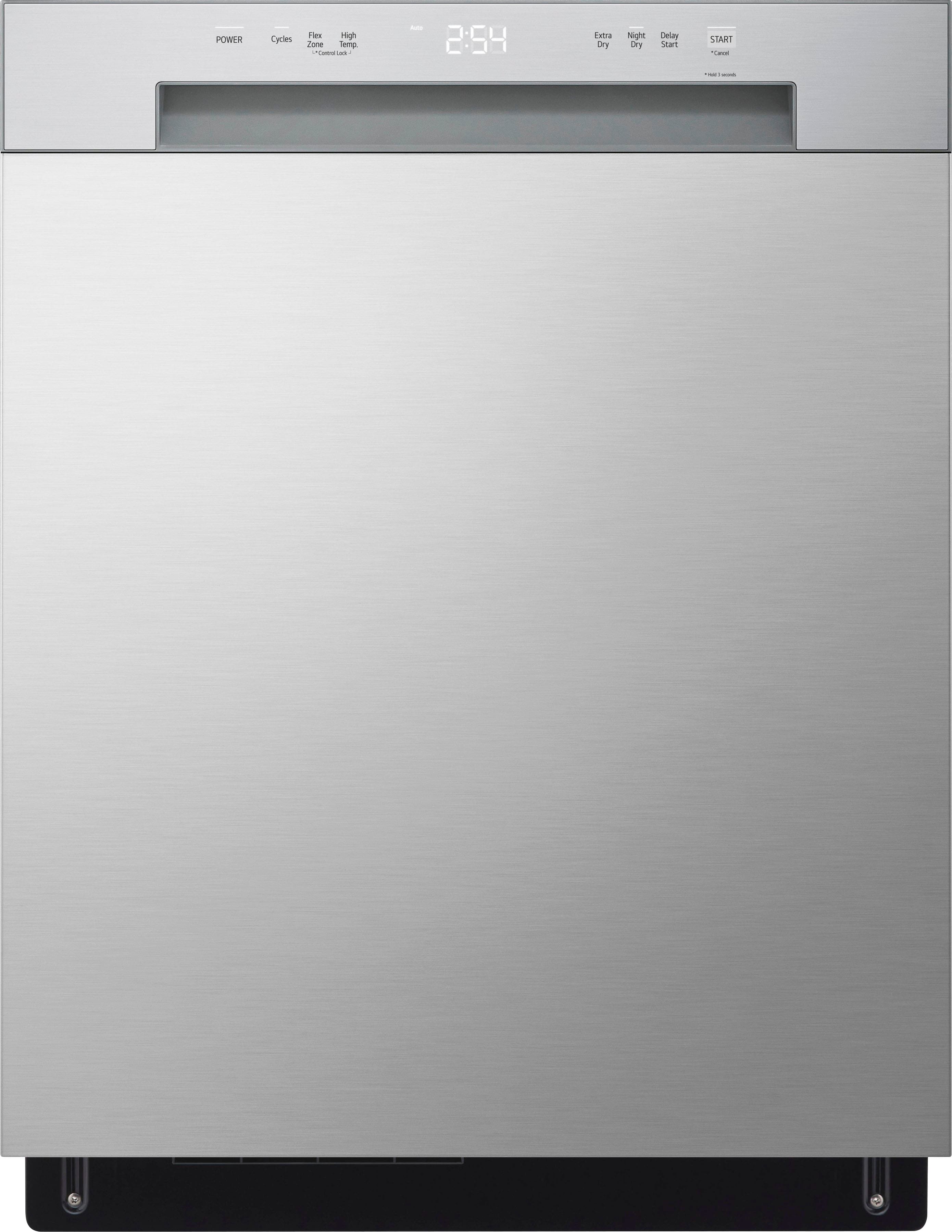 Front. LG - 24" Front Control Built-In Stainless Steel Tub Dishwasher with SenseClean and 52 dBA - Stainless steel look.