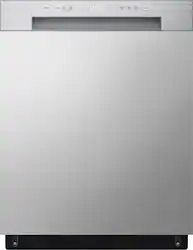 LG - 24" Front Control Built-In Stainless Steel Tub Dishwasher with SenseClean and 52 dBA - Stainless Steel Look - Front_Zoom