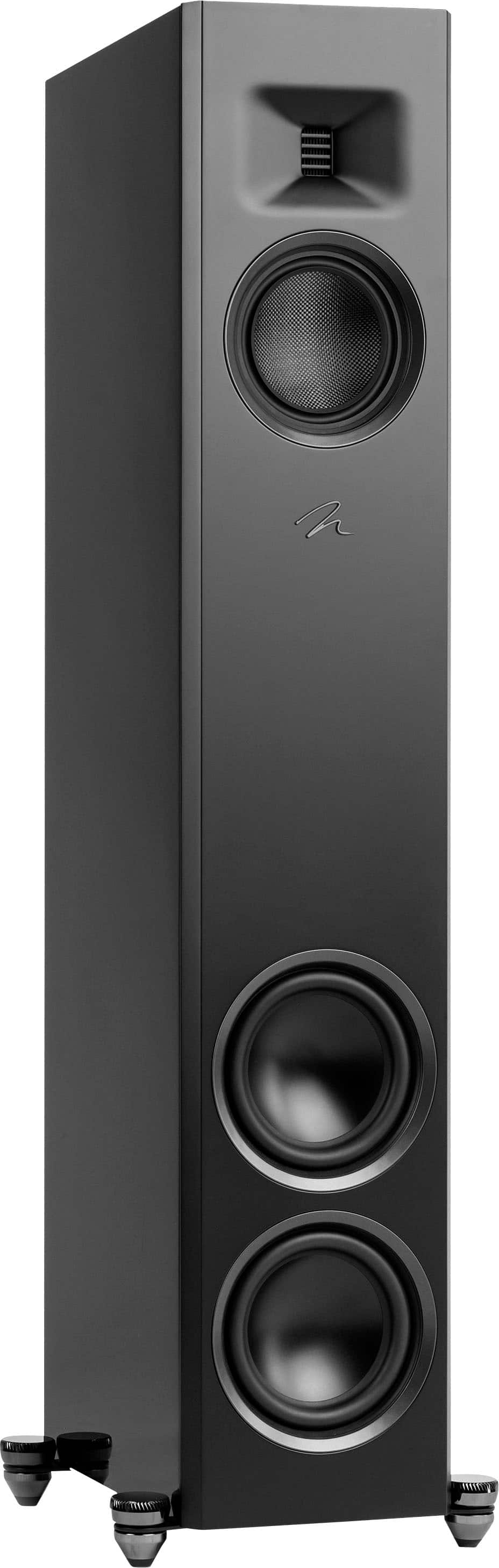 Angle. MartinLogan - Motion F20 3-Way Floorstanding Speaker with 5.5” Midrange and Dual 6.5” Bass Drivers (Each) - Gloss Black.