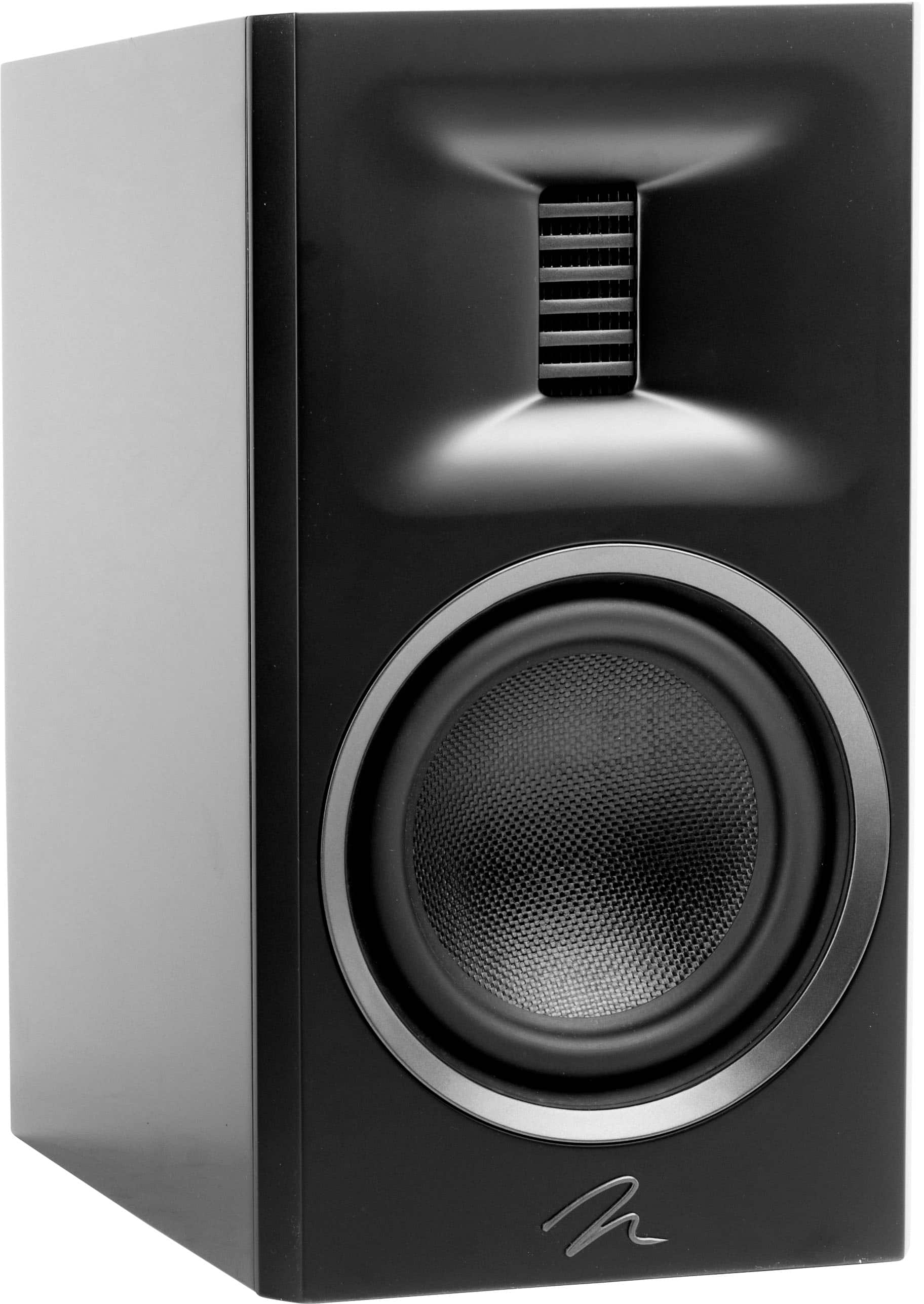Angle. MartinLogan - Motion XT B100 2-Way Bookshelf Speaker with 6.5” Midbass Driver (Each) - Gloss Black.