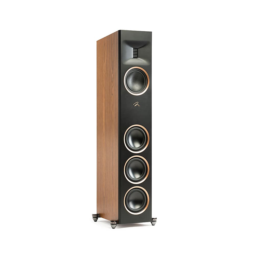 Angle. MartinLogan - Motion XT F100 3-Way Floorstanding Speaker with 6.5” Midrange and Triple 6.5” Bass Drivers (Each) - Walnut.