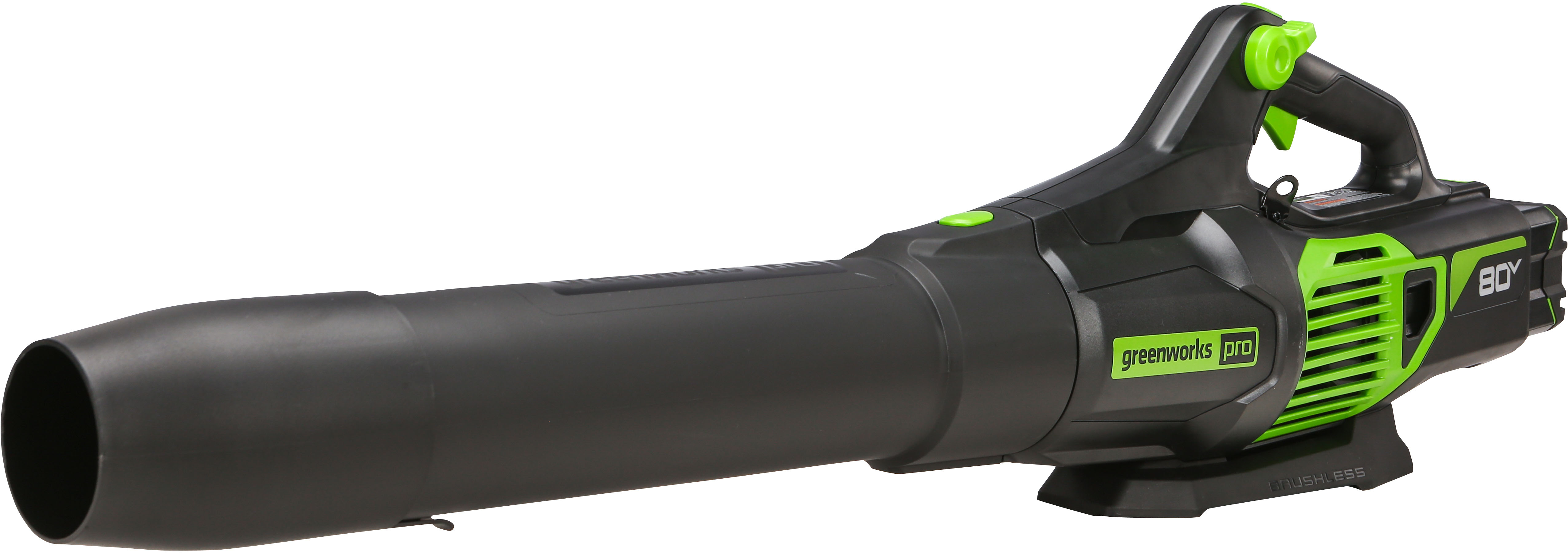 Left View: Greenworks - 24-Volt 110 MPH 450 CFM Cordless Handheld Blower (1 x 4.0Ah Battery and 1 x  Charger) - Black/Green