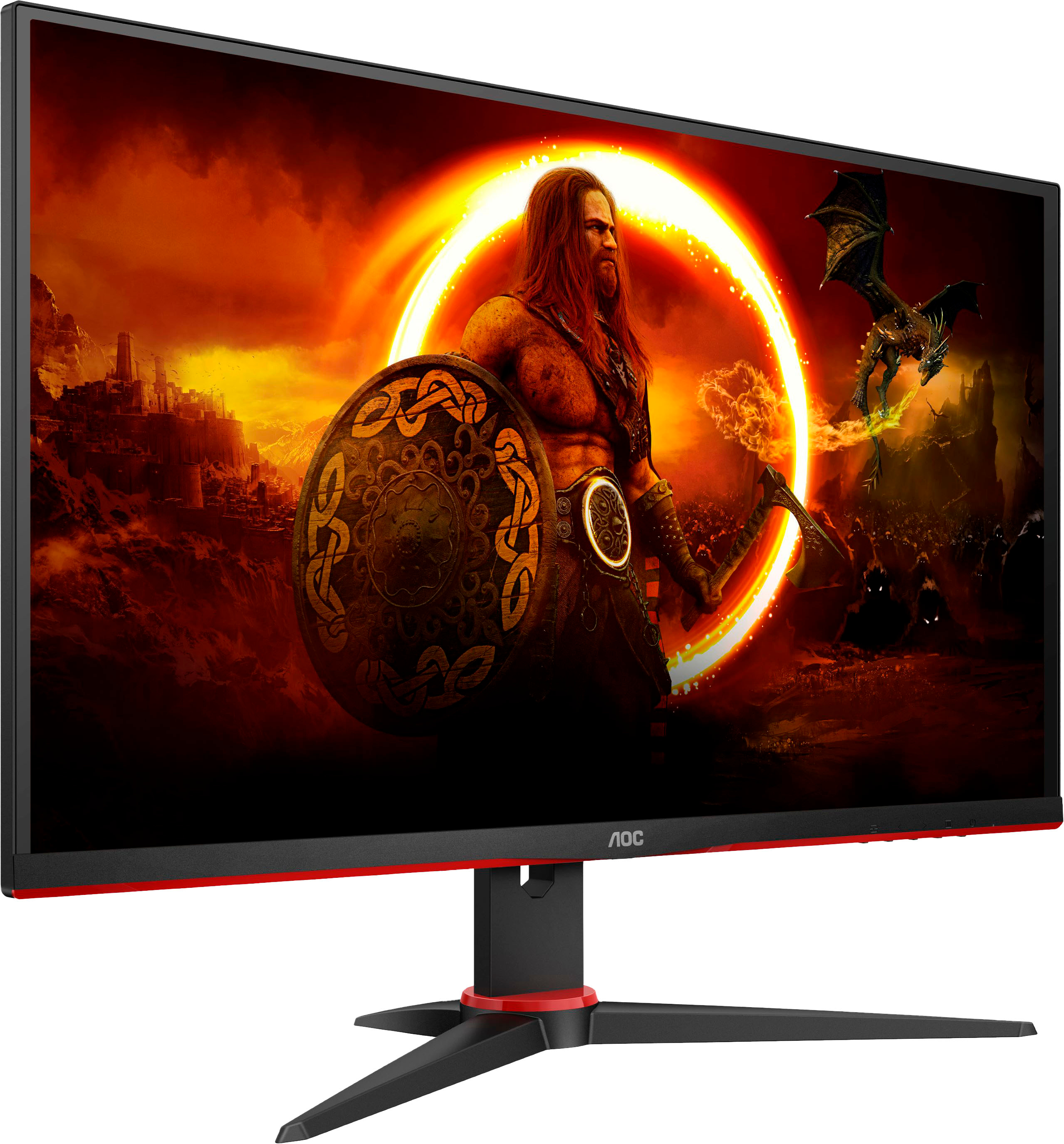 Angle View: AOC - 27G2SPE 27" LCD FHD Gaming Monitor - Black/Red