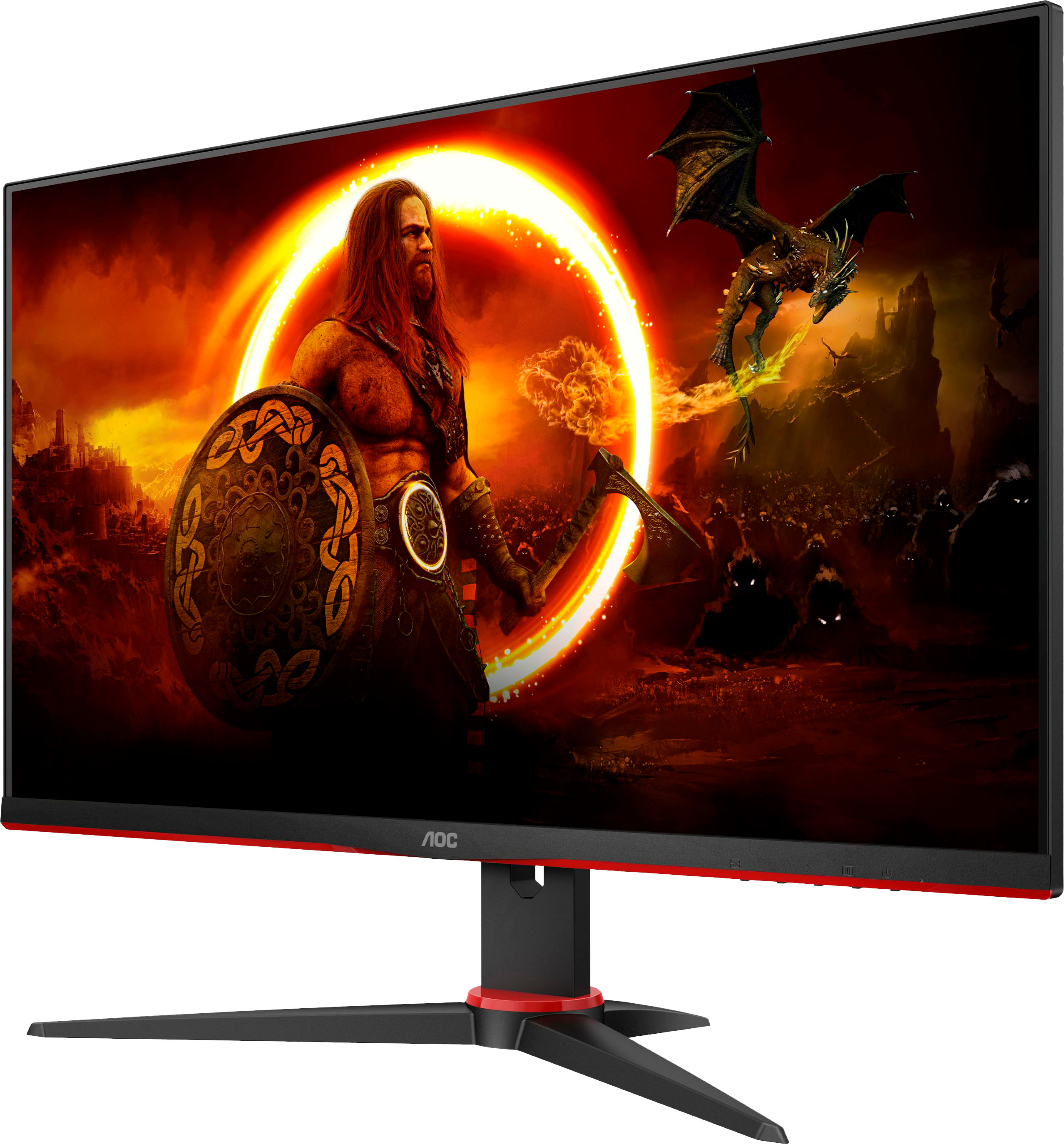Left View: AOC - 27G2SPE 27" LCD FHD Gaming Monitor - Black/Red