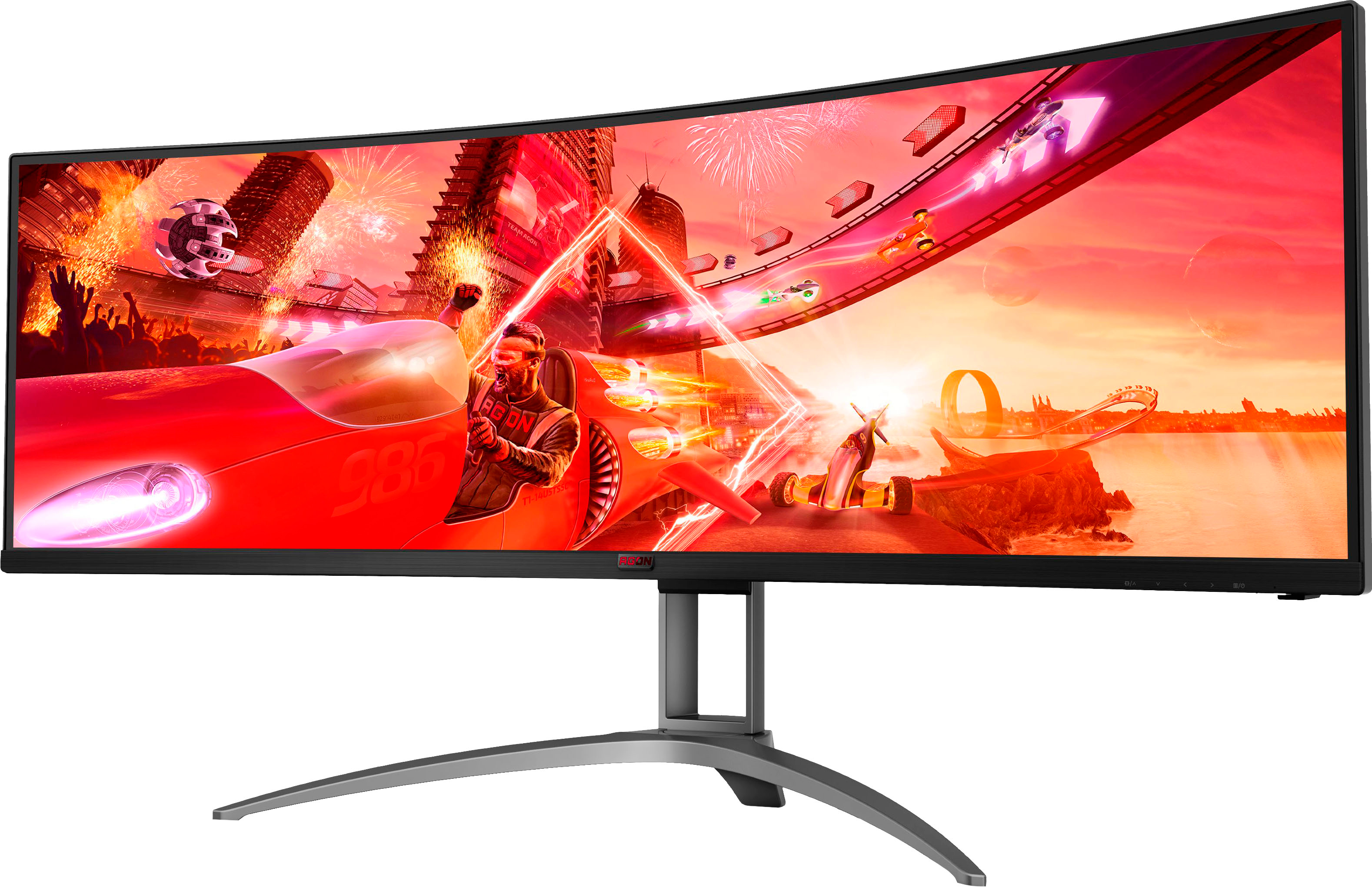 Angle View: AOC - AG493UCX2 49" LCD 4K UWHD Gaming Monitor - Black/Red