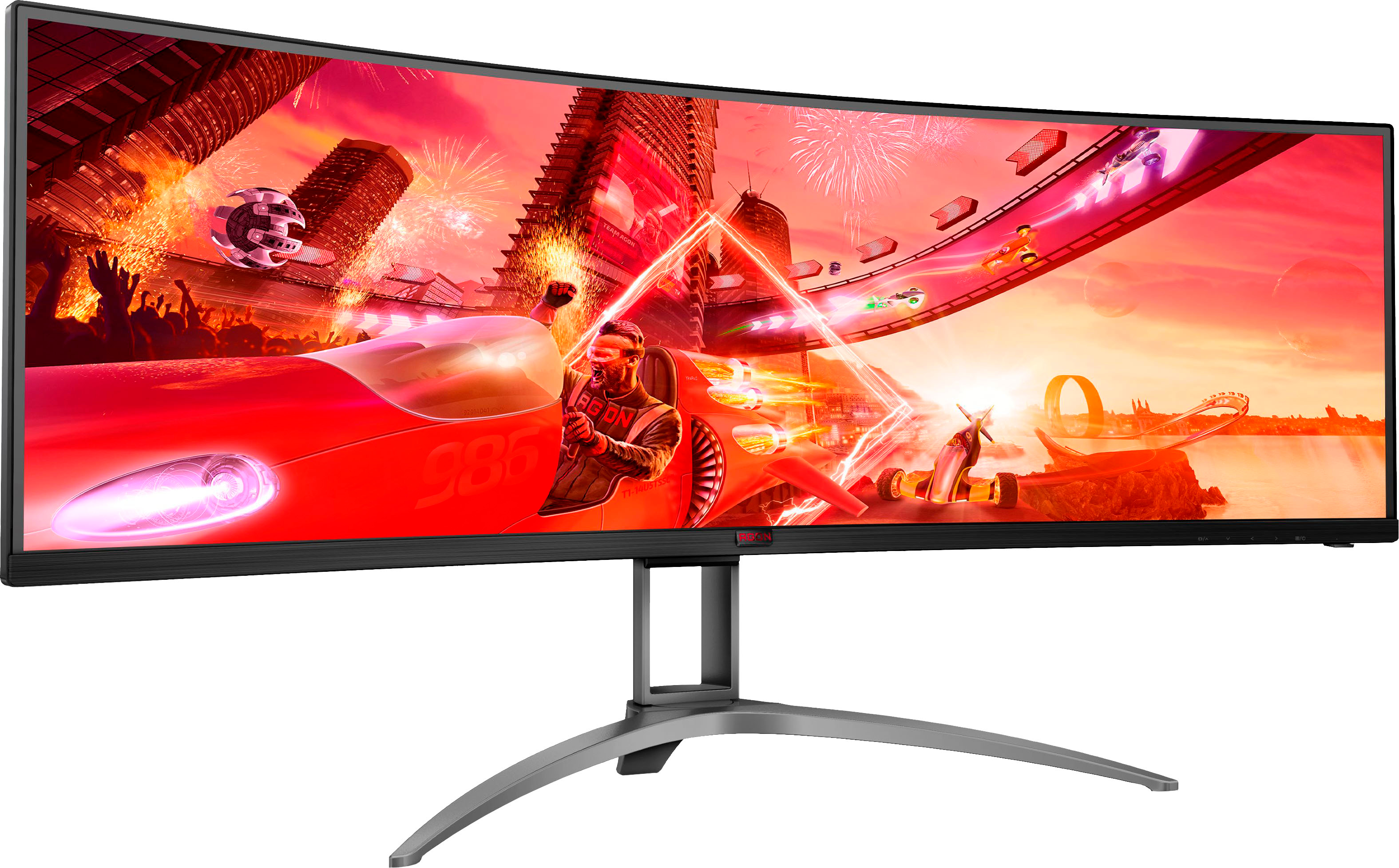 Left View: AOC - AG493UCX2 49" LCD 4K UWHD Gaming Monitor - Black/Red