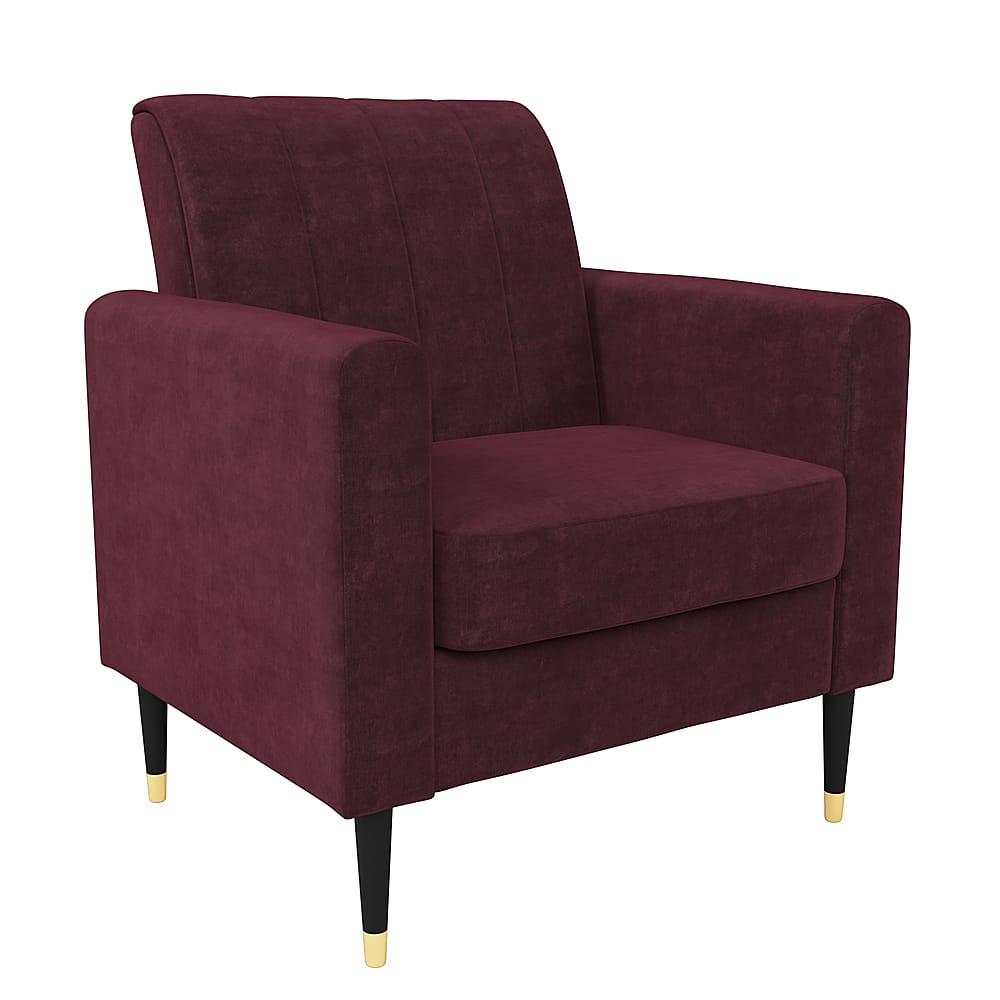 Angle View: Handy Living - Sheahan Mid-Century Modern Velvet Armchair - Plum