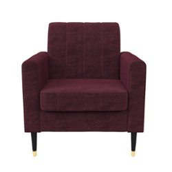 Handy Living - Sheahan Mid-Century Modern Velvet Armchair - Plum - Front_Zoom