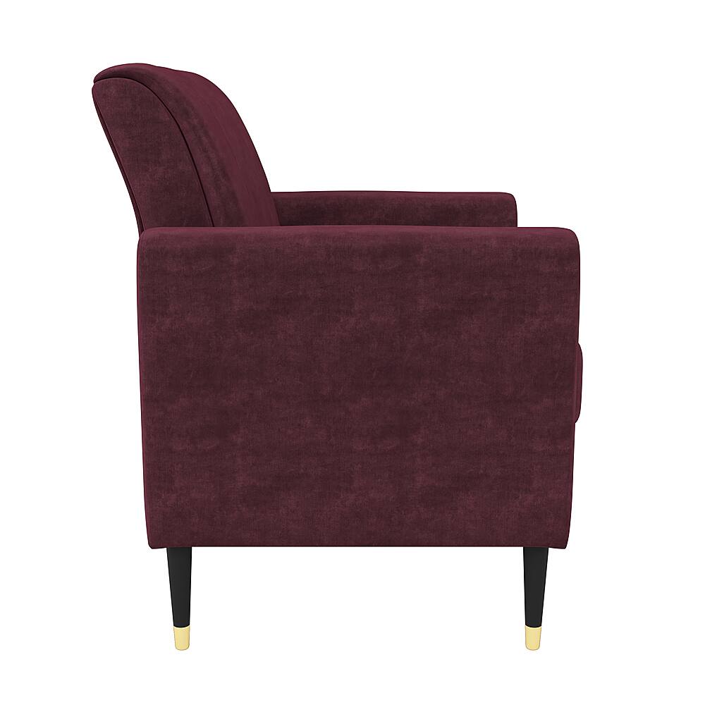 Left View: Handy Living - Sheahan Mid-Century Modern Velvet Armchair - Plum