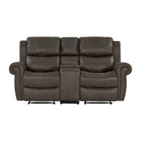 ProLounger - Di'Onna Rolled Arm Distressed Faux Leather 2 Seat Wall Hugger Recliner Loveseat With Power Storage Console - Fog Gray - Front_Zoom