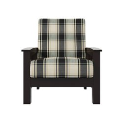 Handy Living - Maison Hill Exposed Wood Frame Mission-Style Armchair Dark Espresso Finish - Brown and Black - Front_Zoom