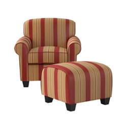 Handy Living - Wendy Round Arm Transitional  Armchair and Ottoman - Crimson Red - Front_Zoom