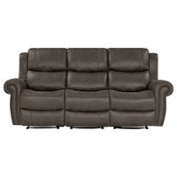ProLounger - Di'Onna Rolled Arm Distressed Faux Leather 3 Seat Wall Hugger Recliner Sofa - Fog Gray - Front_Zoom