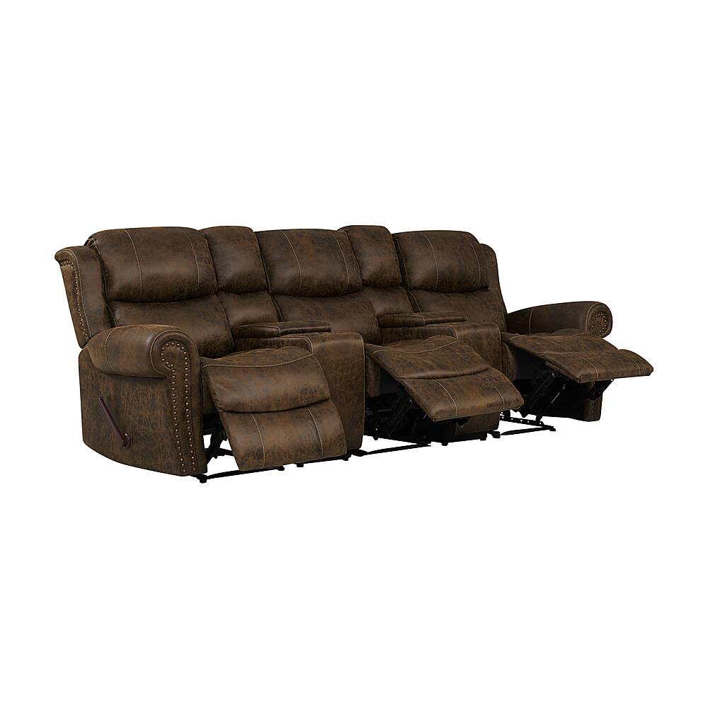 Best Buy ProLounger Di'Onna Rolled Arm Distressed Faux Leather 3 Seat