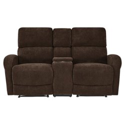 ProLounger - Hershel Chenille 2 Seat Wall Hugger Recliner Loveseat With Power Storage Console - Chocolate Brown - Front_Zoom
