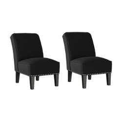 Handy Living - Bryce Transitional Armless Linen Accent Chairs (set of 2) - Midnight Black - Front_Zoom
