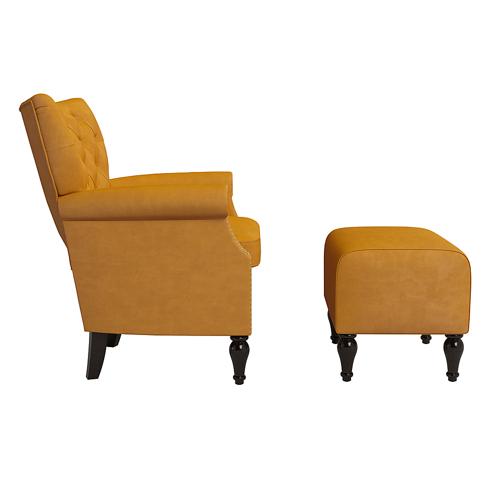 Best Buy: Handy Living Minstral Armchair Arm Mustard KES1-CU-VBF24 and Gold Traditional Velvet Ottoman Rolled
