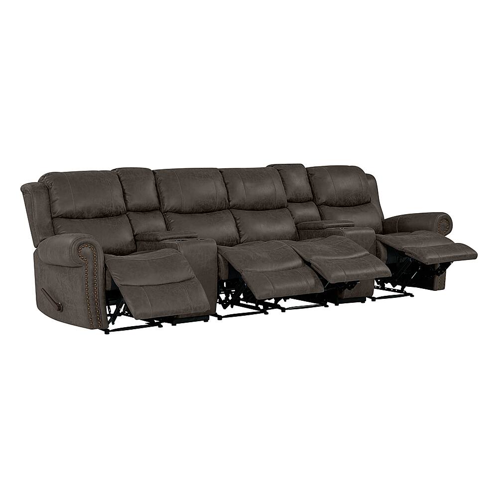 Best Buy ProLounger Di'Onna Rolled Arm Distressed Faux Leather 4 Seat
