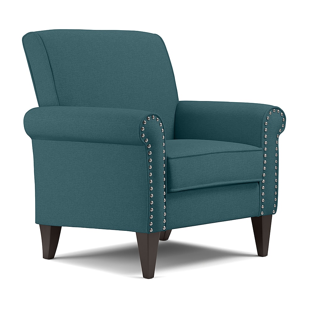 Angle View: Handy Living - Janet Traditional Linen Armchair with Nailheads - Blue